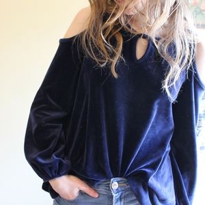 SOFT PLUSH VELOUR DEEP PURPLE TOP